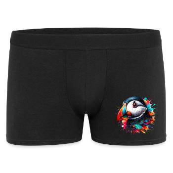 Papageitaucher - Männer Boxer Shorts - Schwarz - Vorne