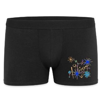 Virgo – Mystische Sternzeichen und Blumen - Männer Boxer Shorts - Schwarz - Vorne