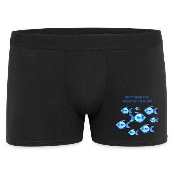 Nur tote Fische schwimmen mit - Männer Boxer Shorts - Schwarz - Vorne