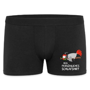 Chemise de nuit drôle avec un poulet disant cadeau - Boxer Homme - noir - Devant