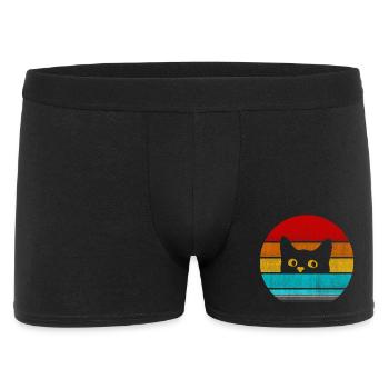 Retro Vintage Cat Hiding - T-shirt mignon pour les amoureux des chats - Boxer Homme - noir - Devant