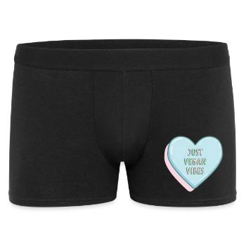 Vintage Herz – Just Vegan Vibes - Männer Boxer Shorts - Schwarz - Vorne