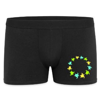 Many Turtles Circle Ring Colorful Round Silhouette - Men's Boxer Shorts - black - Front