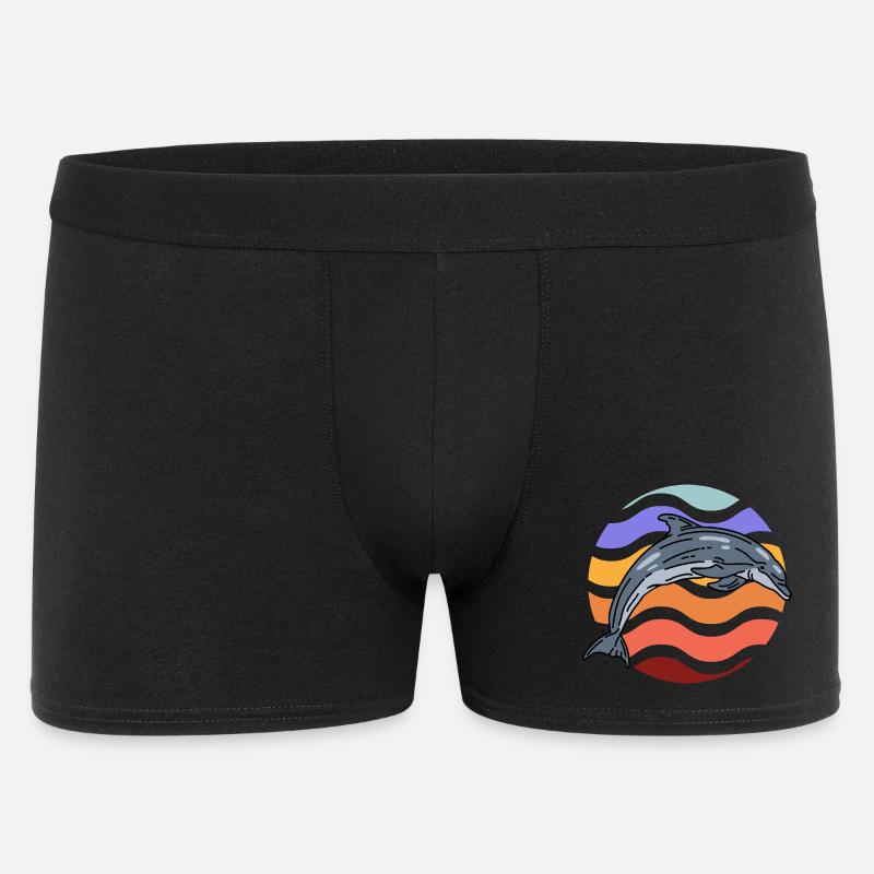 Dolphin in wave pattern - Men's Boxer Shorts - black