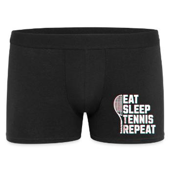 Tennis Eat sleep tennis glitch effect  - Männer Boxer Shorts - Schwarz - Vorne