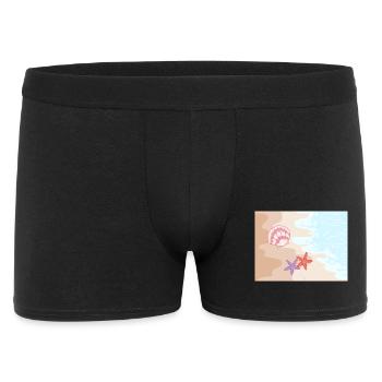 Plage d’été, étoiles de mer et coquillages - Boxer Homme - noir - Devant