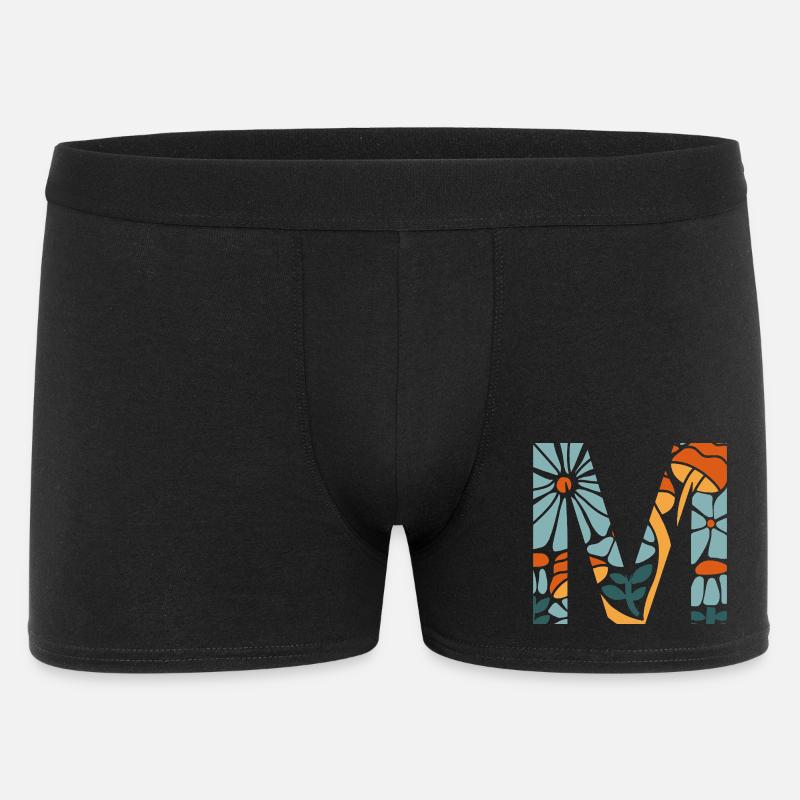 Buchstabe m Blumen groovy Geschenkidee - Männer Boxer Shorts - Schwarz