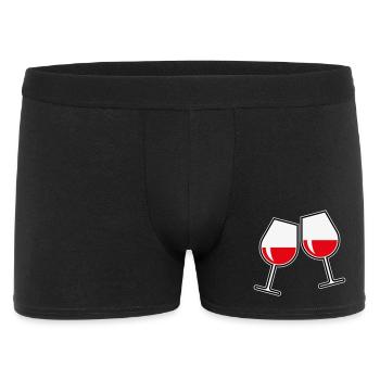 2 Rotweingläser (Rotwein / Wein / Bauchig / Zu 3C) - Männer Boxer Shorts - Schwarz - Vorne