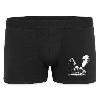 Chimp and Darwin drinking beer - Men's Boxer Shorts - black - Front