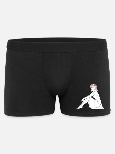Rose – Line Art Sommermotiv - Männer Boxer Shorts - Schwarz
