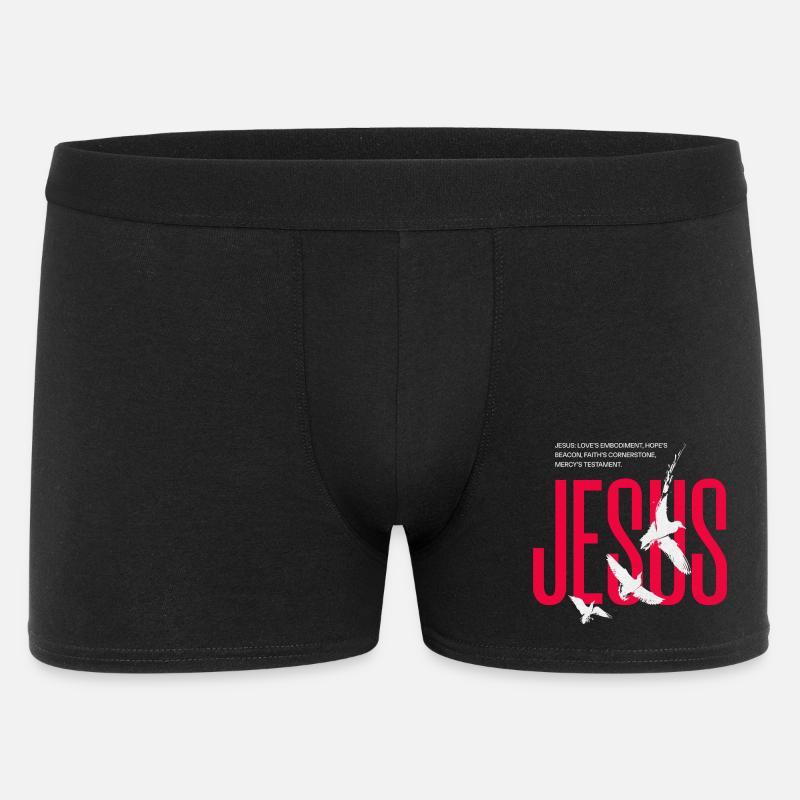 Jesus-Tauben-Typografie - Männer Boxer Shorts - Schwarz