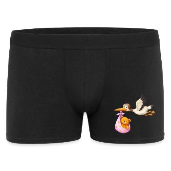Petite fille cigogne avec cadeau en nounours en tissu - Boxer Homme - noir - Devant