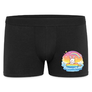 Kleines Bunny surft Regenbogenmeer - Männer Boxer Shorts - Schwarz - Vorne