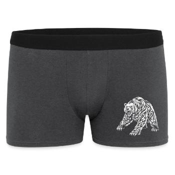 Tribal Grizzly – Wildes Bären Motiv - Männer Boxer Shorts - Anthrazit - Vorne