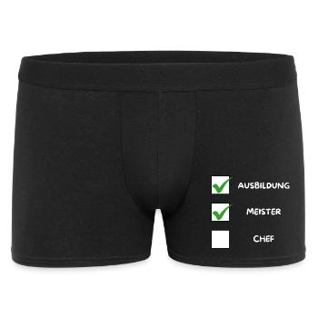 Meister Checkliste - Männer Boxer Shorts - Schwarz - Vorne