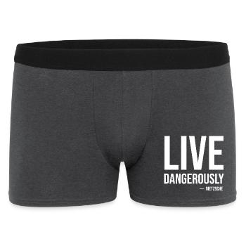 Live Dangerously Nietzsche Quote Tee - Men's Boxer Shorts - charcoal grey - Front