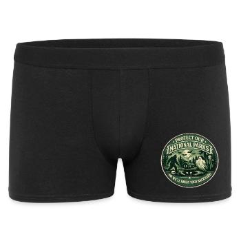 Nationalparks schützen | Paranoider Humor-Abzeichen - Männer Boxer Shorts - Schwarz - Vorne