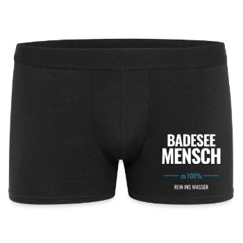 Badesee Mensch zu 100% Rein ins Wasser - Männer Boxer Shorts - Schwarz - Vorne
