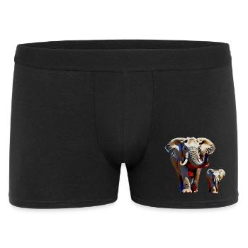 Elefanten - Männer Boxer Shorts - Schwarz - Vorne