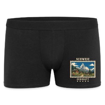 Schweiz Zermatt Vintage Reisemarke - Männer Boxer Shorts - Schwarz - Vorne