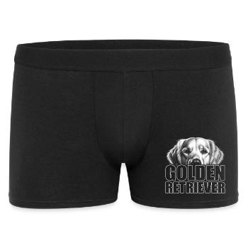 Golden Retriever Porträt mit Schriftzug - Männer Boxer Shorts - Schwarz - Vorne