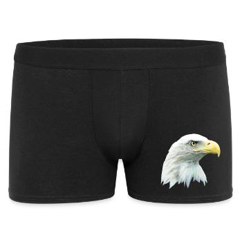Adlerkopf, Weißkopfseeadler, Adler, Greifvogel aus - Männer Boxer Shorts - Schwarz - Vorne