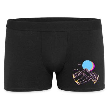 Montagnes néon, Lune, Soleil, Sommets géométriques - Boxer Homme - noir - Devant
