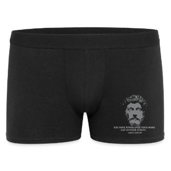 Steisches Zitat von Marcus Aurelius - Männer Boxer Shorts - Schwarz - Vorne