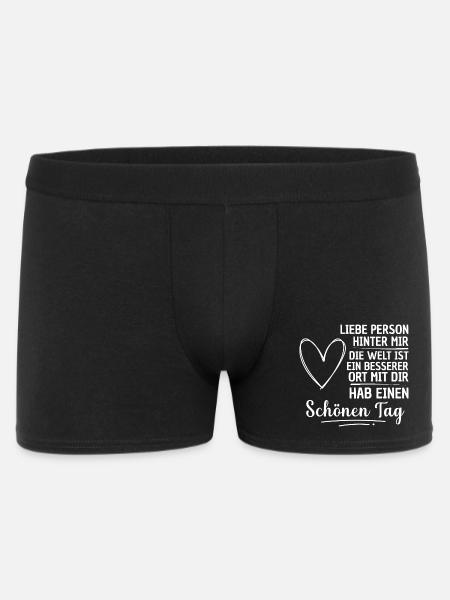 Liebe Person Spruch - Männer Boxer Shorts - Schwarz