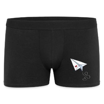Avion en papier avec coeur - Amour - Voyage - Vol - Boxer Homme - noir - Devant