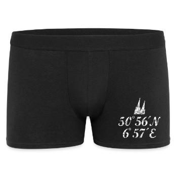 Kölner Dom Koordinaten (Vintage Weiß) Köln - Männer Boxer Shorts - Schwarz - Vorne