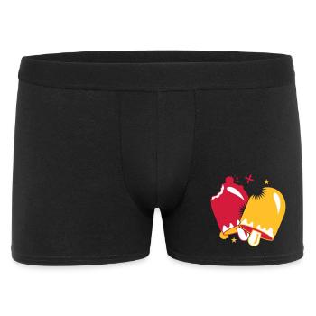 zwei leuchtend leckere Eissorten am Stil - Männer Boxer Shorts - Schwarz - Vorne