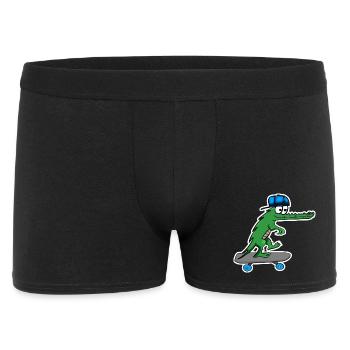 Crocodile with skateboard and cap - Men's Boxer Shorts - black - Front