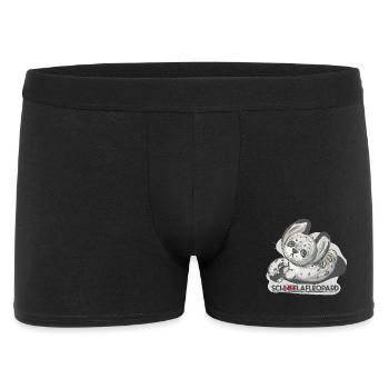 Schlafmütze Krissi, Schneeleopard - Männer Boxer Shorts - Schwarz - Vorne
