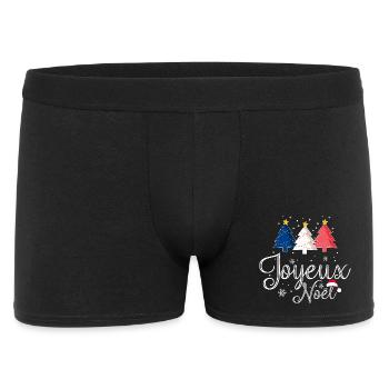 Joyeux Noël Weihnachtsbäume Frankreich Flagge - Männer Boxer Shorts - Schwarz - Vorne