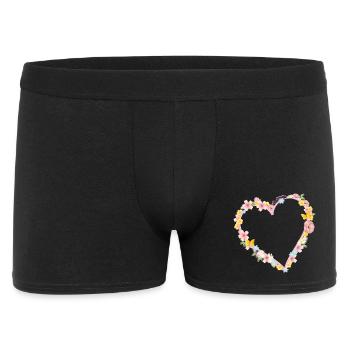 pink heart frame decorated with abundant flowers - Men's Boxer Shorts - black - Front