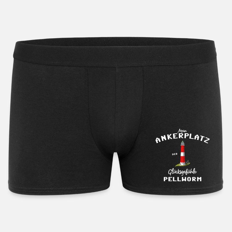 Pellworm , Ankerplatz der Glücksgefühle - Männer Boxer Shorts - Schwarz