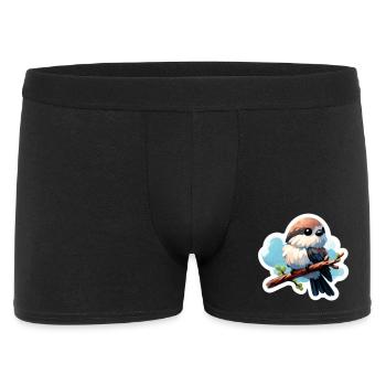 Süßer Vogel auf Ast Sticker - Männer Boxer Shorts - Schwarz - Vorne