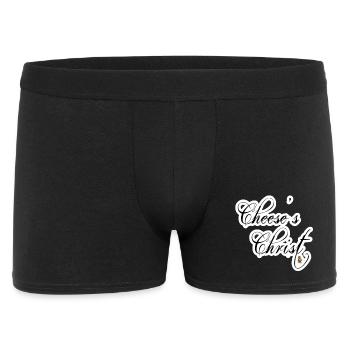 Cheese ist Christ - Männer Boxer Shorts - Schwarz - Vorne