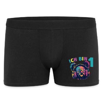 1.Geburtstag Koala Koalabär mit Kopfhörer Musik - Männer Boxer Shorts - Schwarz - Vorne