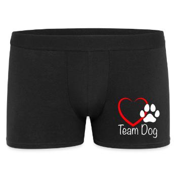 Team Dog mit Herz - Männer Boxer Shorts - Schwarz - Vorne