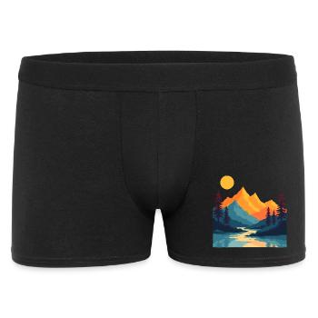 Vintage Mountain Sunset Landscape Art - Men's Boxer Shorts - black - Front