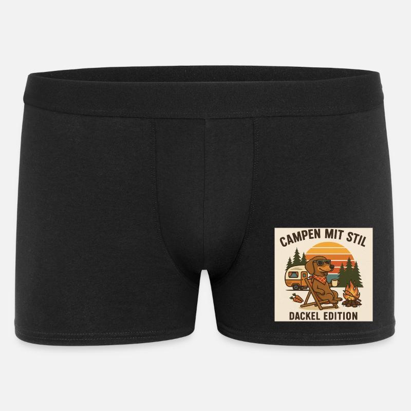 Campen mit Stil: Dackel Edition - Männer Boxer Shorts - Schwarz