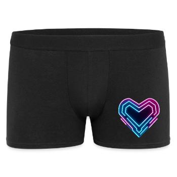 Futuristisches Neon-Herz | Cyber Heart Love Design - Männer Boxer Shorts - Schwarz - Vorne