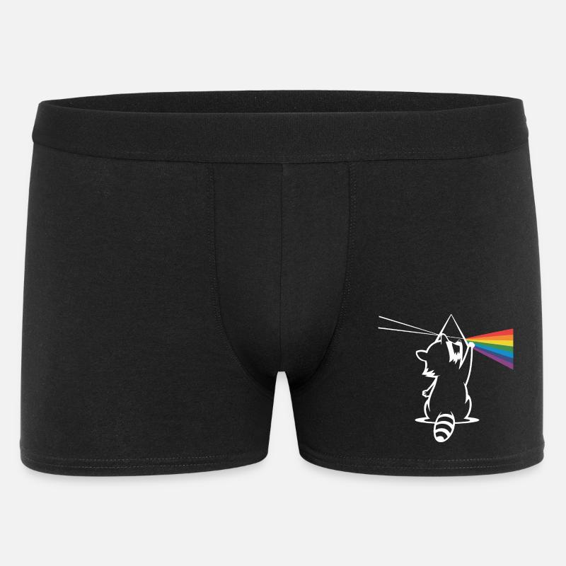 Waschbär Mit Prisma Und Regenbogen Spektrum - Männer Boxer Shorts - Schwarz