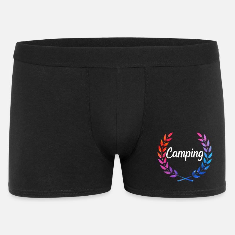 Camping Farblaurel Script - Männer Boxer Shorts - Schwarz