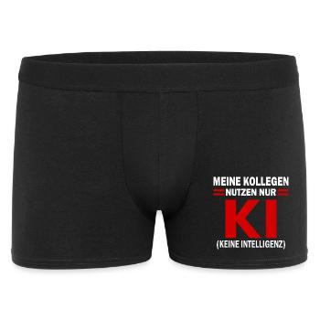 Meine Kollegen nutzen nur KI (Keine Intelligenz) - Männer Boxer Shorts - Schwarz - Vorne