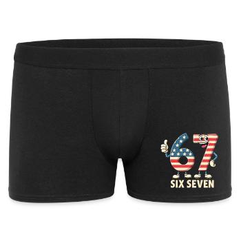 US Flag 67 Memes Six Seven - Männer Boxer Shorts - Schwarz - Vorne