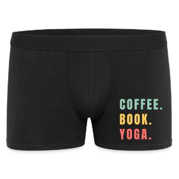 COFFEE BOOK YOGA - Männer Boxer Shorts - Schwarz - Vorne