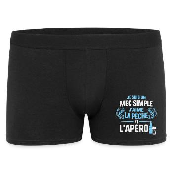Mec Simple J’Aime La Pêche Et L’ Apéro Humour  - Boxer Homme - noir - Devant